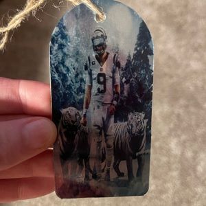 Handmade metal Joe Burrow holiday ornament